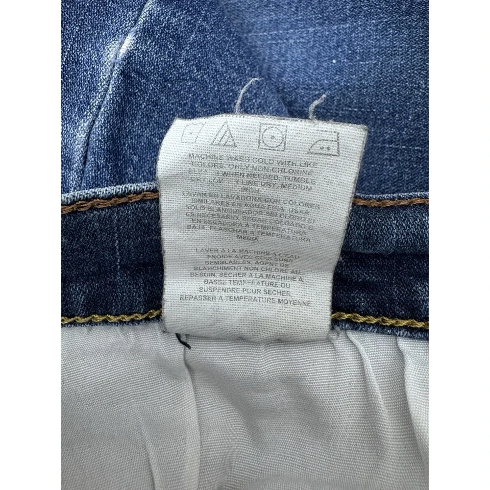 Wrangler Slim Straight Jeans Mens 33x32 Distressed Blue Stretch Denim